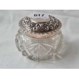 A Edwardian embossed topped jar with glass body B'ham 1902 by AWP