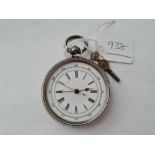A gents silver cased chronometer pocket watch with key
