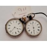 Two ladies silver fob watches one working