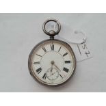 A gents large silver pocket watch with seconds dial