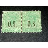 SOUTH AUSTRALIA 1891 1d pair optd O.S u/mint , SG 058. Cat £90