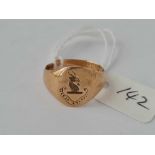 A Victorian 18ct gold gents signet ring (shank cut) 5.1g