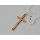 A heavy plain 9ct cross 4cm long 4g