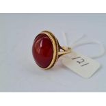 A Cornelian set 9ct ring size N 5.4g inc