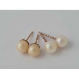 Two pairs of pearl ear studs