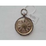 A gents silver pocket watch with silvered face AF seconds dial