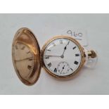 A rolled gold hunter pocket watch with seconds dial W/O in fitted JW Benson box
