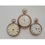 A gents silver pocket watch and two metal examples af seconds dials