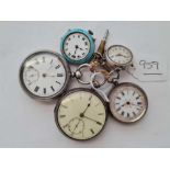 Five assorted silver pocket and wrist watches