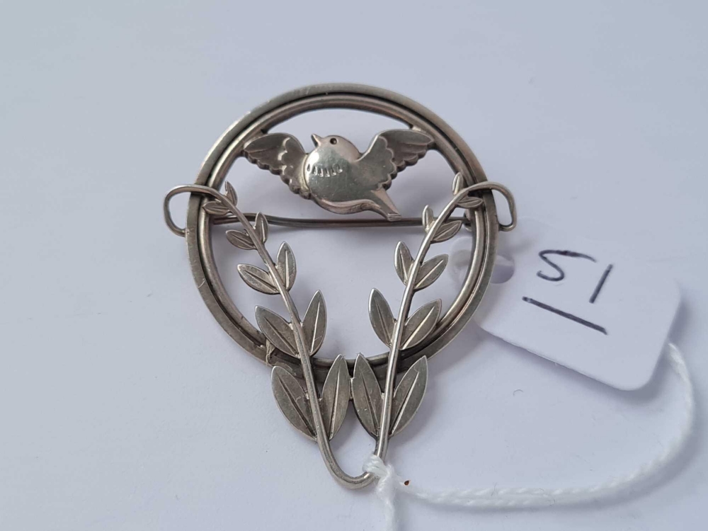 A GEORG JENSEN bird design silver brooch