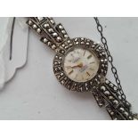 A ladies silver and marcasite wrist watch by Cara
