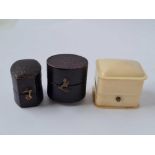 Two Georgian ring boxes and one Victorian celluloid ring box