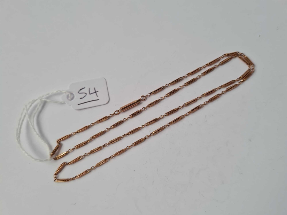 A Edwardian fancy 9ct tagged rose gold chain 18 inches - 4.4 gms
