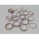 15 x silver stone set rings