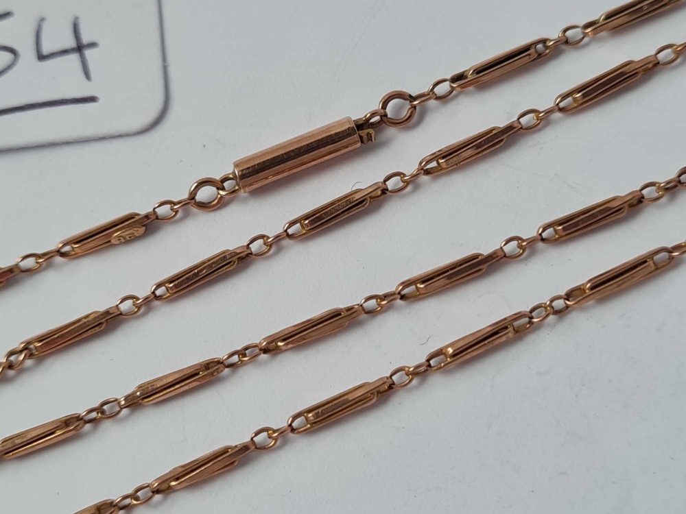 A Edwardian fancy 9ct tagged rose gold chain 18 inches - 4.4 gms - Image 2 of 2
