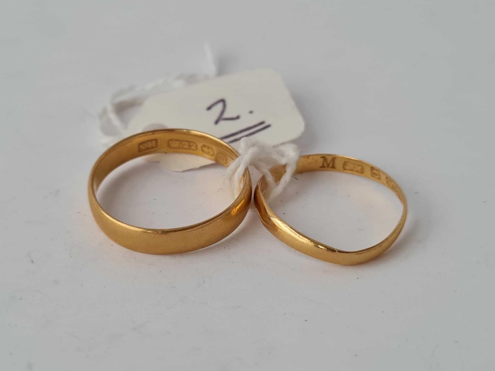 Two signet rings sizes Q&N 22ct gold - 4.3 gms