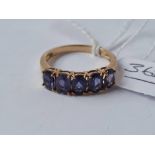 A iolite five stone ring 9ct size S - 3 gms