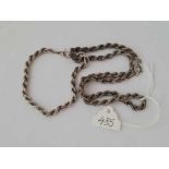 A silver rope twist neck chain and bracelet 39g