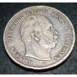 1876 Prussia silver five Marks