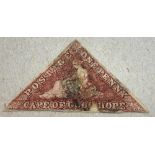 CAPE OF GOOD HOPE 1857? 1d brown Triangular several margins, base repair. SG5 Cat £900?