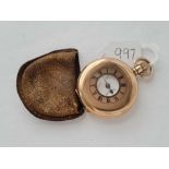 Rolled gold half hunter gents 'Satisfaction' pocket watch with seconds dial in leather pouch