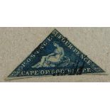 CAPE OF GOOD HOPE 1855. 4d blue, 3 margins, f.used "hope" clear. SG 5a, Cat £90.