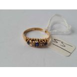 A Victorian sapphire and diamond fancy ring B'ham 1849 18ct gold size O1/2 - 2.8 gms