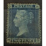 GB. 1858-2d blue unused (no gum) corner round. SG45, Plate9, Cat £350