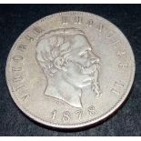 1878 Itay silver five Lira