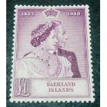 FALKLANDS SG167 (1948). SW top value fine used. Cat £65