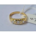 A ANTIQUE DIAMOND HALF HOOP RING 18CT GOLD SIZE N