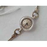 UNUSUAL WHITE GOLD LADIES OMEGA WRIST WATCH WITH WINDER ON BACK