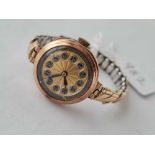 Ladies wrist watch, 9ct with metal expanding strap