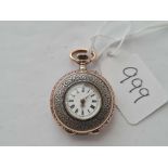 Attractive ladies silver and enamel fob watch W/O