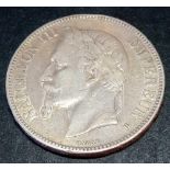 1868 French silver five Francs