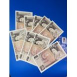 Nine consecutive numbers £10 notes