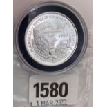 Liberia 1992 silver proof Nigel Mandel World Champ 5 dollar