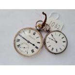 A gents silver pocket watch by S Smith and Son London with seconds dial together with a ladies