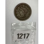 1852 USA one cent