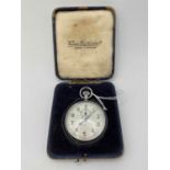 A gents metal stop watch in original case by Venner Time Switches Ltd.