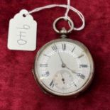 A gents silver pocket watch with seconds dial