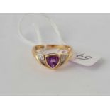 An amethyst and diamond dress ring size O 3.1g inc