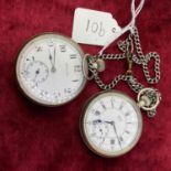 A metal services naval pocket watch and chain together with cased metal pocket watch Medana