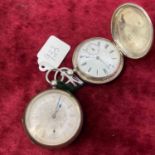 A gents silver hunter pocket watch with seconds sweep together with gents silver open faced pocket