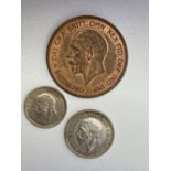 1935 penny threepence and sixpence all with lustre