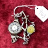 A silver half hunter wrist watch and vintage ladies wrist watch by Syma
