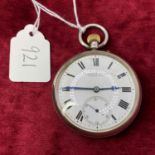 A gents silver pocket watch by S Smith & Son London with seconds dial