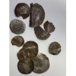 Elizabeth I The Commonwealth, 11 silver coins some broken detector finds