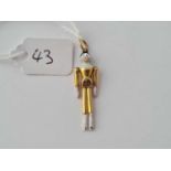 Victorian 9ct peg doll charm Birm 1895 2g