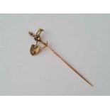 A gold miners shovel & pick stick pin 2.1g